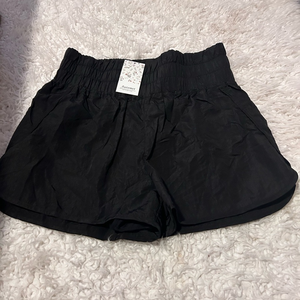 50%offw❤️ NEW Automet High Waist Baggy Fit Small Black Running Shorts Lined #1